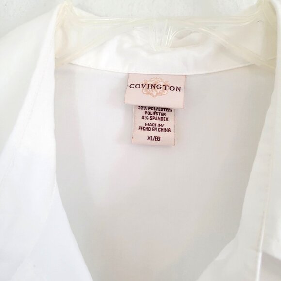 VTG Covington White Long Sleeved Button Up Cotton Dress Shirt XL EUC  Cute! - Picture 2 of 6